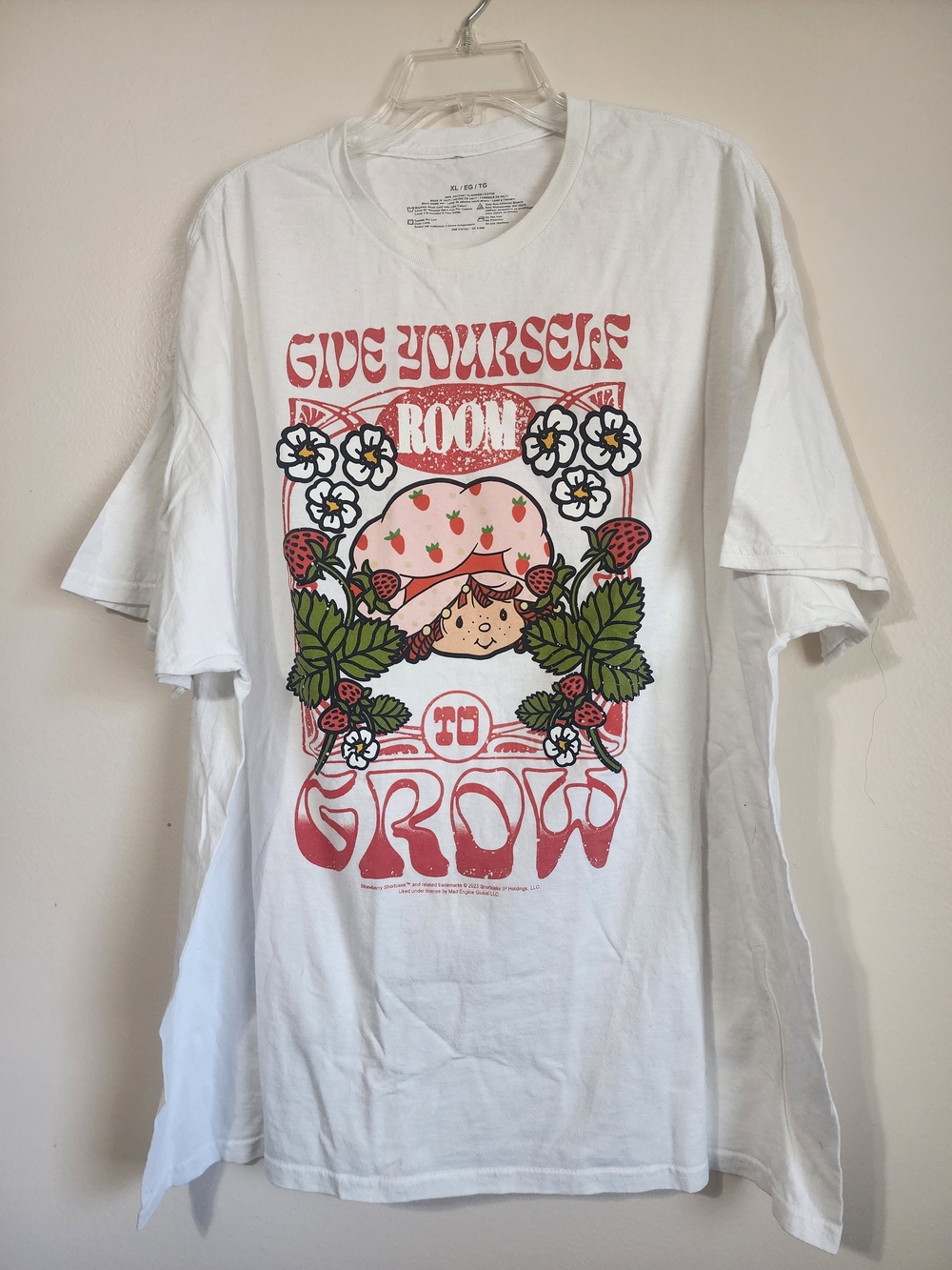 Women's White Strawberry Graphic Tee - Pink, Red, Green